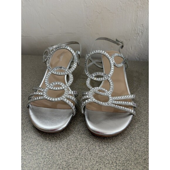 Marine Selena Women’s Size 8 Silver Rhinestone Wedge Heels New In Box Retail $49 - Picture 2 of 8